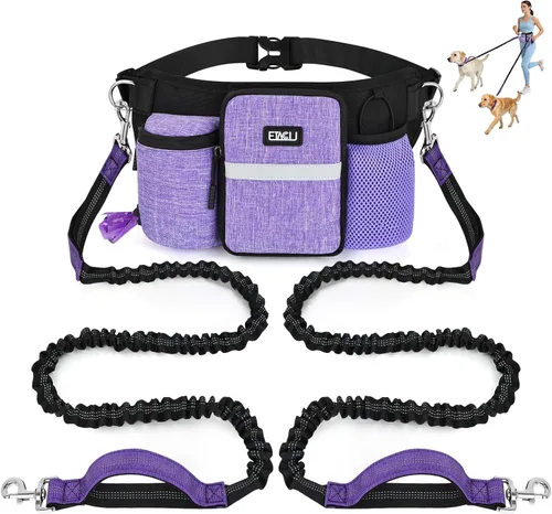 Miniatura 9 de ETACCU Correa de perro resistente manos libres con bolsa de cremallera cinturón para perros grandes y medianos para correr, caminar, trotar