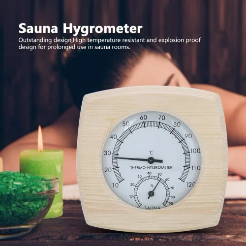 Miniatura 6 de Cyrank Higrómetro de madera para sauna termómetro e hidrómetro 2 en 1 humedad interior temperatura sauna termómetro de madera medidor de humedad