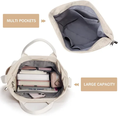 Miniatura 5 de KALIDI Bolso de mano de pana, bolso grande tipo mensajero para hombro, antisalpicaduras, bolsa cruzada con cremallera, casual, trabajo, compras