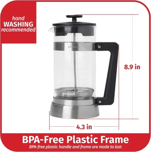 Miniatura 5 de Goodcook Koffe - Prensa de café de vidrio para 8 tazas con marco de acero inoxidable