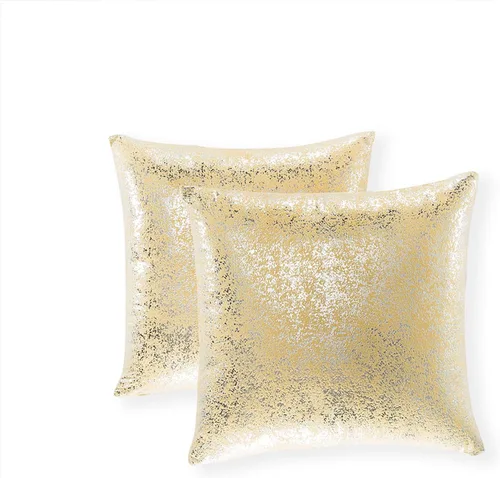 Miniatura 26 de Xinrjojo Juego de 2 almohadas brillantes en negro y dorado, almohadas suaves y brillantes decorativas, juego de fundas de almohada cuadradas negras