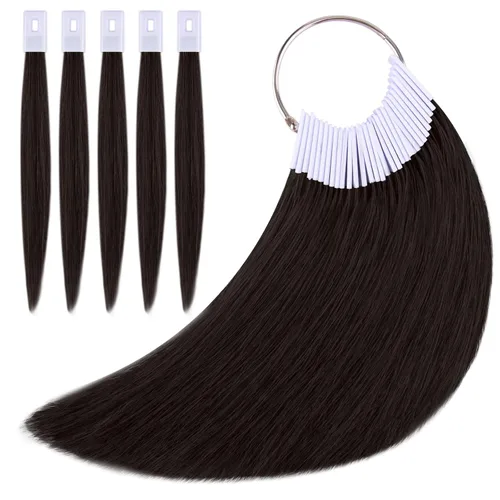 Noverlife 30 muestras de cabello puro para prueba de color, cabello humano Remy real, kit de prueba de anillo de color de cabello negro, muestra de