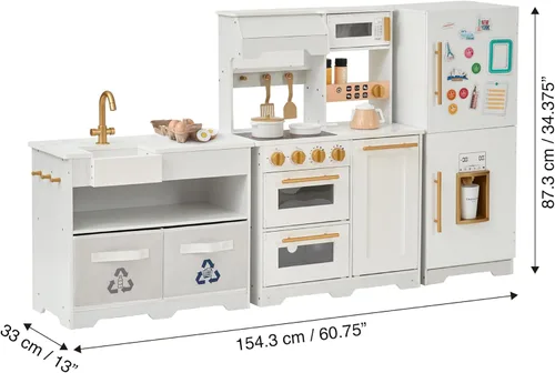 Miniatura 5 de Teamson Kids Little Chef Atlanta - Cocina modular grande de madera para jugar con características interactivas y realistas, y 17 accesorios