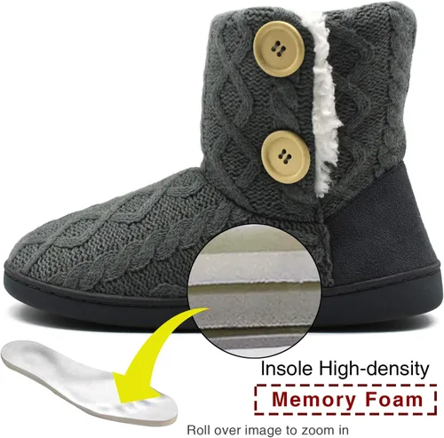Miniatura 2 de ONCAI Pantuflas de punto cómodas para mujer, zapatos de invierno cálidos para interiores y exteriores