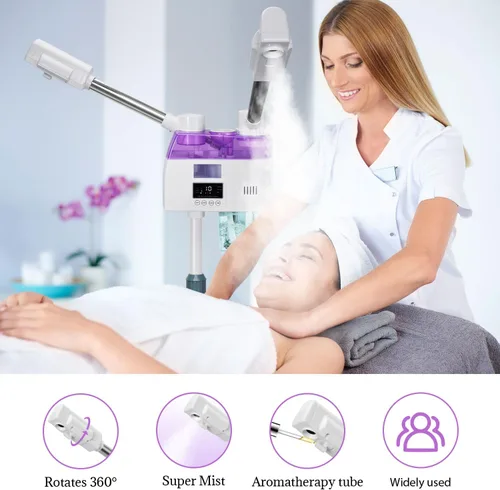 Miniatura 6 de Vaporizador facial profesional 2 en 1, vaporizador esteticista con niebla fría y caliente, vaporizador facial para limpieza profunda facial