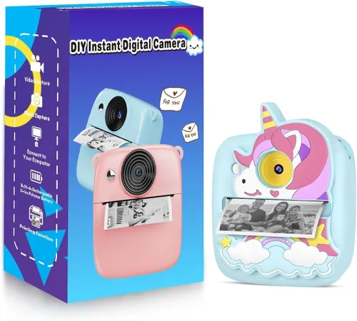 Miniatura 8 de Cámara para Niños Impresión Instantánea, Regalos de Navidad y Cumpleaños para Niños de 3 a 8 Años, Cámara de 48MP y 1080P para Niños con Papel