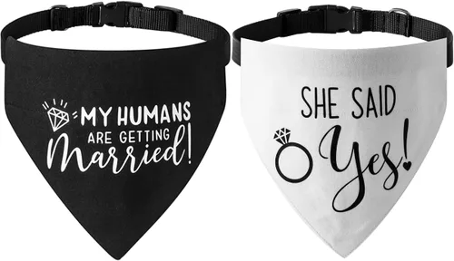 Miniatura 11 de El mejor collar de bandana de boda para perro, bandana de compromiso ajustable para mascotas con hebilla de liberación rápida y anillo en D