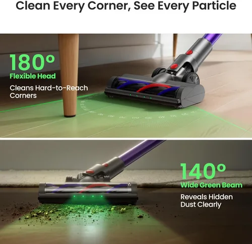Miniatura 4 de Xlife Aspiradora Inalámbrica, Aspiradora de Palo de 550W 48KPA para el Hogar, Aspiradora Inalámbrica con Base Autoportante, Cepillo Antienredo