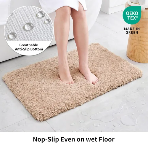 Miniatura 3 de Disolla - Alfombra antideslizante pequeña y esponjosa para el suelo del baño, lavable, afelpada, para ducha, absorbente, color beige, 17 x 24