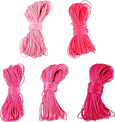 109 yardas de 0.020 in de color rosa encerado de poliéster para trenzar cuerda encerada de cuentas hilos para bricolaje pulsera de amistad, collar y