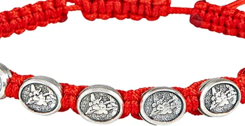 Miniatura 2 de Needzo Pulsera de cuentas rojas de ángel guardián de San Miguel de 8 pulgadas