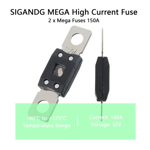 Miniatura 5 de 150A Mega Fusible de Alta Corriente - Fusible de 150 Amperios de Montaje por Tornillo para Coches, Camiones, Vehículos de Construcción, Autobuses