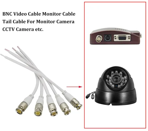Miniatura 5 de Cable de extensión BNC de video BNC a cable desnudo, conector de extremo abierto, cable de extensión B-N-C, cable de cola macho para vigilancia