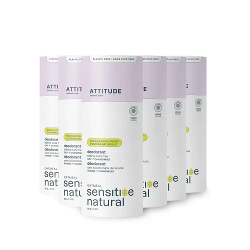 Miniatura 9 de ATTITUDE Desodorante sin bicarbonato de sodio para pieles sensibles con avena y aceite de argán, verificado por EWG, sin aluminio, sin plástico, 3