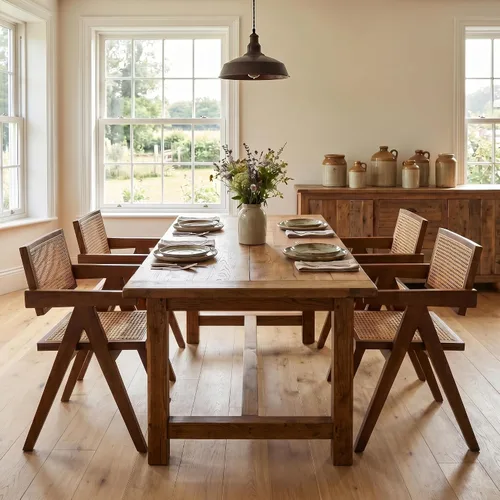 Miniatura 18 de Hyfirm Juego de 2 sillas de comedor de ratán negro, sillas de comedor de madera y caña de granja con asiento de bastón, sillones de cocina de ratán