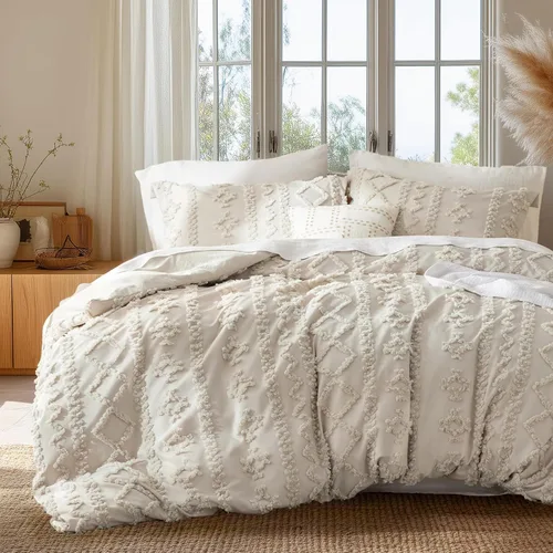 Miniatura 17 de Bedsure Funda de edredón bohemia, tamaño Queen, suave y cómoda, diseño elegante, ropa de cama bohemia para decoración, lavable a máquina, para todas