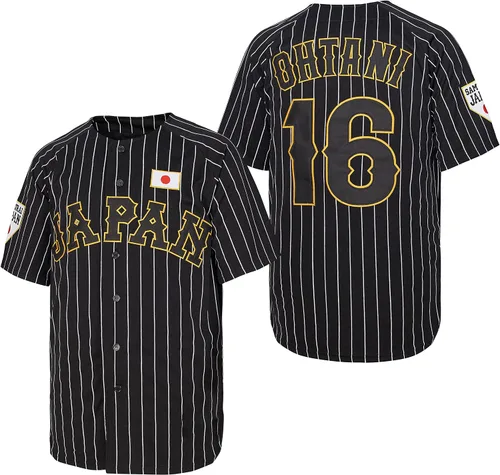 Miniatura 3 de Ohtani #16 Japón Hip Hop manga corta camisetas de béisbol cosidas para hombre