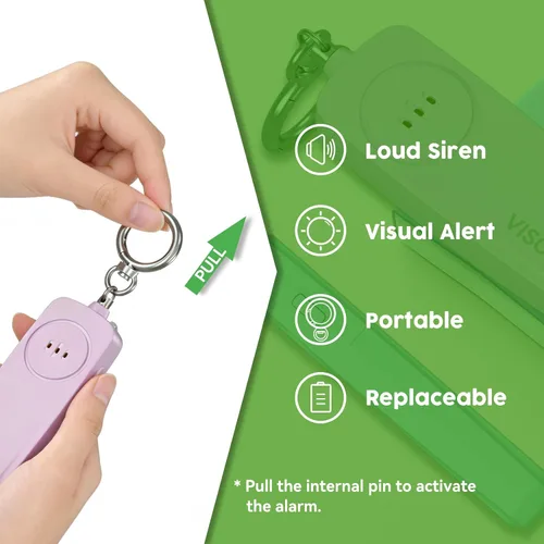 Miniatura 4 de Llavero de alarma de seguridad personal para mujeres, paquete de 3, sirena fuerte con luz LED intermitente, dispositivo de seguridad de emergencia