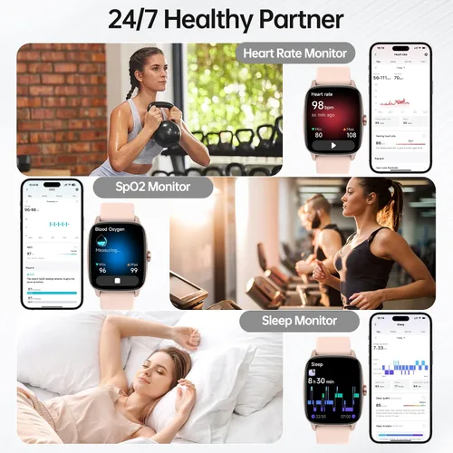 Miniatura 4 de Relojes inteligentes para mujeres y hombres con llamada Bluetooth y voz AI, monitor de actividad física HD de 1.85 pulgadas con monitor de sueño