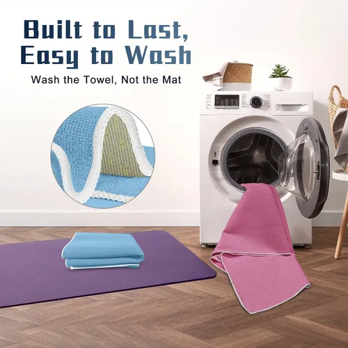 Miniatura 6 de Toalla de yoga caliente antideslizante, paquete de 2 toallas de yoga gruesas y suaves, absorbentes del sudor, con punto de agarre, 72 x 26 pulgadas