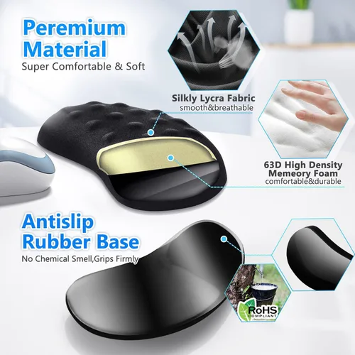 Miniatura 4 de Gimars Reposamuñecas para mouse, soporte de muñeca Pop It Fidget para aliviar la presión del mouse, almohadilla ergonómica de espuma viscoelástica