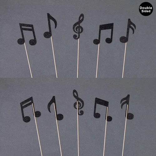 Miniatura 3 de 10 piezas de centros de mesa de notas musicales, decoraciones de fiesta negras, notas musicales