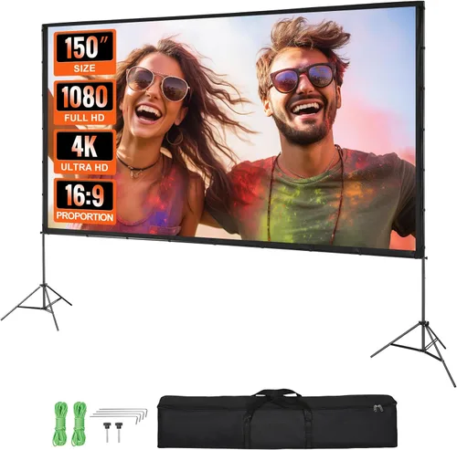 Miniatura 11 de VEVOR Pantalla de Proyector con Soporte, Pantalla de Película al Aire Libre de 100 Pulgadas 16:9 4K 1080 HD con Soporte, Pantalla de Proyección Sin