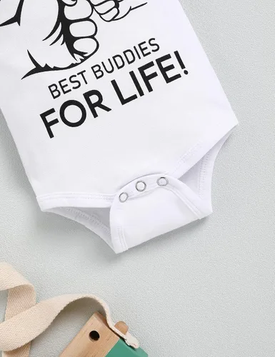 Miniatura 5 de TUEMOS Conjunto de ropa para bebé recién nacido, con estampado de letras, mameluco, pantalones, sombrero, conjunto de 3 piezas