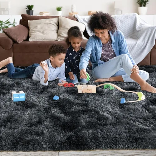 Miniatura 131 de Alfombras de área de 8x10 para sala de estar, alfombra shaggy grande ultra suave y esponjosa para dormitorio, alfombras de felpa mullida Blanco crema