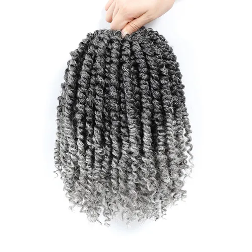 Miniatura 50 de Cabello Passion Twist de 12 pulgadas, 8 paquetes, cabello de ganchillo pretrenzado para mujeres negras, cabello rizado de ganchillo preenlazado, 1b#