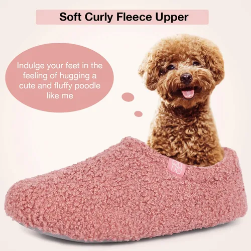 Miniatura 3 de HomeTop Mocasines de espuma viscoelástica de piel rizada y mullida con forro polar
