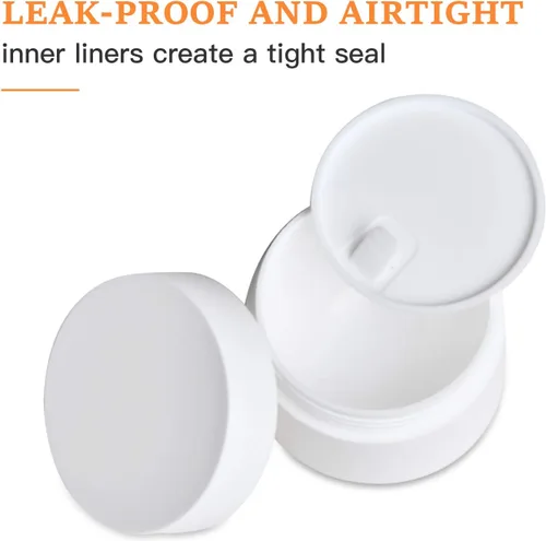 Miniatura 3 de Recipientes de plástico blanco para loción con forros interiores y tapas de cúpula para cosméticos de maquillaje, cremas, lociones, almacenamiento