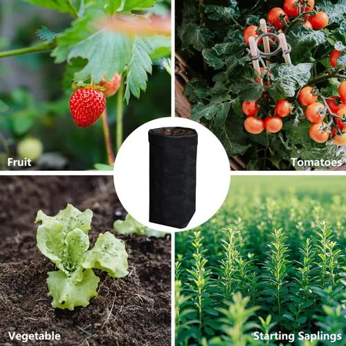 Miniatura 7 de Belit 50 piezas de 26 cm de alto bolsas de cultivo de vivero profundas, macetas de plantas no tejidas para el inicio de plantas enraizadas, Negro
