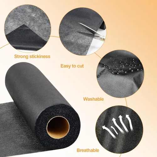 Miniatura 4 de PLANTIONAL Interfaz Fusible no tejido no tejido negro de peso medio: 11.6 "x 30yd Interfaz no tejida de peso medio en poliéster Interfaz de una cara
