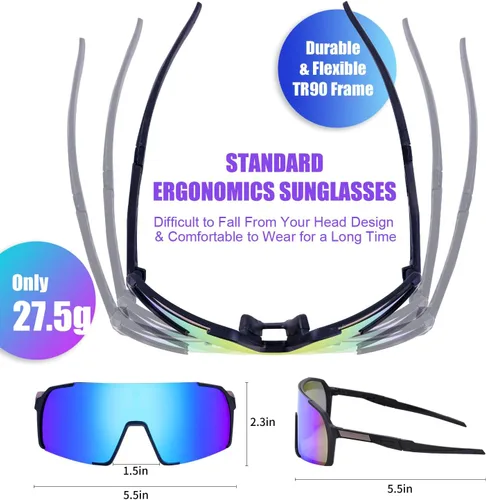 Miniatura 4 de Gafas de sol polarizadas para hombres, mujeres y jóvenes, protección UV, deportes, béisbol, gafas de sol para ciclismo, softbol, MTB y correr