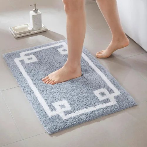 Miniatura 20 de Madison Park Evan Alfombra de Baño de Algodón con Mechones Lavable, Alfombras de Baño Sólidas de Lujo, 20" x 30", Gris