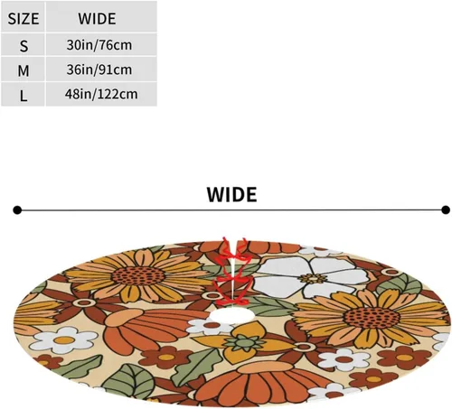 Miniatura 2 de 70s Retro Floral Flower Christmas Tree Skirt 36" Christmas Decorations Christmas Tree Skirts Christmas Tree Decorations Indoor Soft Xmas Tree Skirt