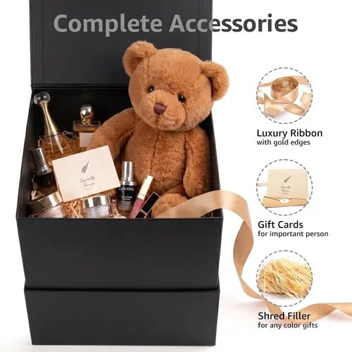 Miniatura 4 de LIFELUM Square Gift Box with Magnetic Lid, Card, Sticker, Ribbon, Shredded Paper Filler for Business, Wedding, Birthdays