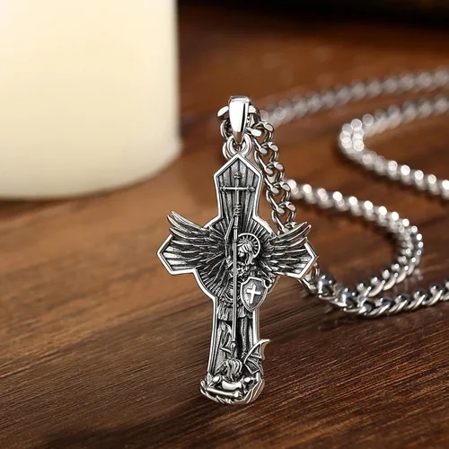 Miniatura 158 de CELESTIA Medallas de plata de ley 925 San Miguel/San Cristóbal/San Benito/San Gabriel/Virgen María/Jesús/Caravaca/Metatrón/Sello de los Siete