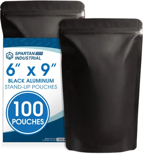 Miniatura 26 de Spartan Industrial Bolsas de Mylar de Pie de 3.5" X 5.5" Negro Mate - 100 Bolsas Pequeñas a Prueba de Olores con Apertura Termosellable y Cremallera