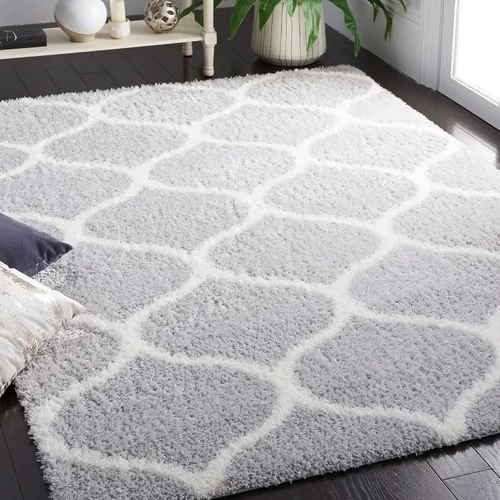 Miniatura 33 de SAFAVIEH Tahoe Shag Collection - Alfombra para pasillo, 2 x 9 pies, color beige y blanco, diseño de enrejado, no desprende pelusa y de fácil