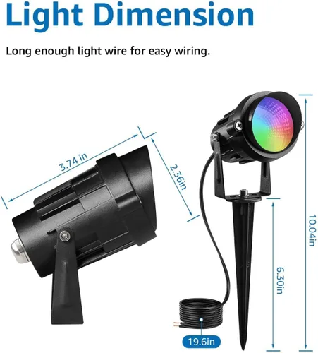 Miniatura 4 de SUNVIE Luces de paisaje RGB de bajo voltaje de 12 W que cambian de color, control remoto, impermeable, iluminación LED de paisaje para patio