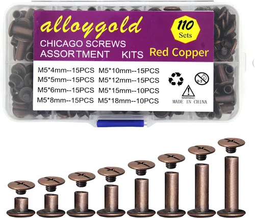 Miniatura 15 de Juego de 90 tornillos de acero inoxidable 304 Chicago de cuero, 7 tamaños de remaches para manualidades, ropa, zapatos, cinturones, bolsas