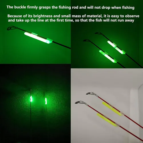Miniatura 4 de 100 unidades de clip de sol oceánico a presión para pesca con puntas de caña de caña, luz de poste para pesca de gato, banco de surf en la oscuridad