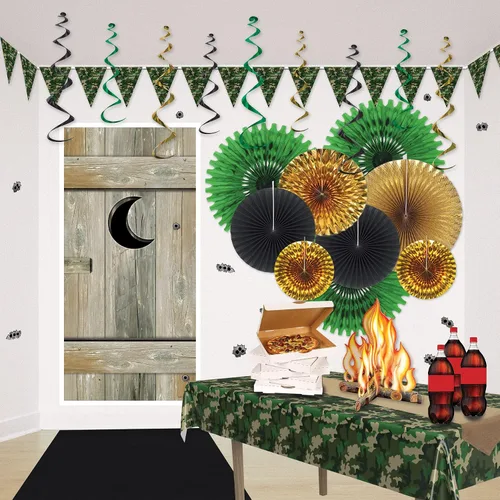 Miniatura 5 de Beistle Mantel de plástico de camuflaje, mantel rectangular de camuflaje para cumpleaños con temática militar, fiestas de campamento, eventos