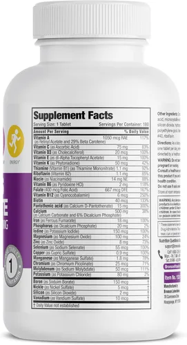 Miniatura 2 de Bronson ONE Daily Multivitamínico Completo Multimineral para Mujeres Una Vez al Día Multi para Mujeres Activas, 180 Tabletas