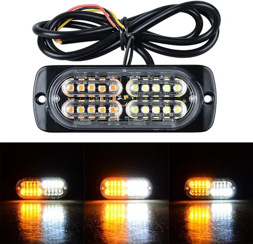 Miniatura 3 de Set 80 unids ámbar blanco 20-LED advertencia emergencia faro peligro intermitente luz estroboscópica coche camión remolque 12 V 24 V