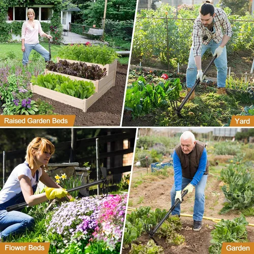 Miniatura 6 de Herramienta de deshierbe, cultivador de azada 2 en 1, herramientas de jardín – 31 pulgadas de alta resistencia, rastrillo de mano para camas