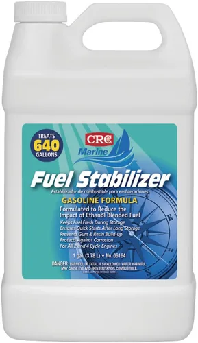 CRC Estabilizador de combustible de gasolina marina 06164 - 1 galón, fórmula concentrada, alta potencia, líquido ámbar
