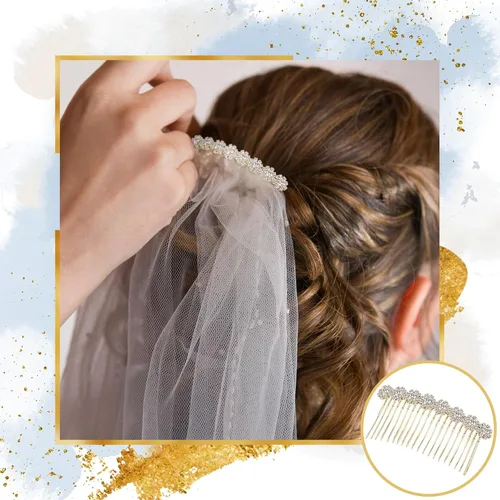 Miniatura 3 de Geosar 4 peines laterales de aleación de diamantes de imitación para el cabello, clips de flores de cristal, peine de boda, clips de joyería